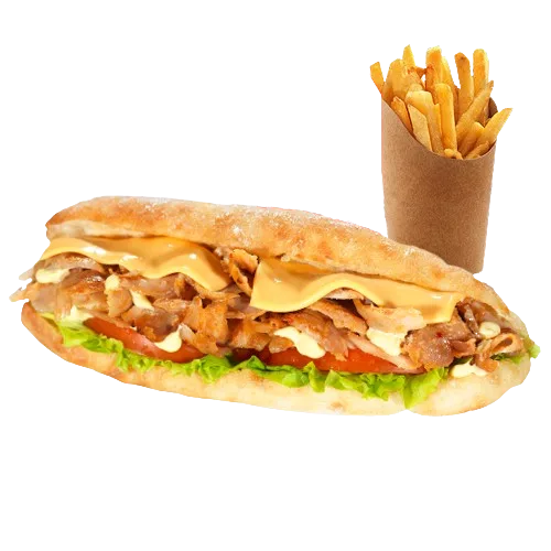 Kebab avec frites dans le pain